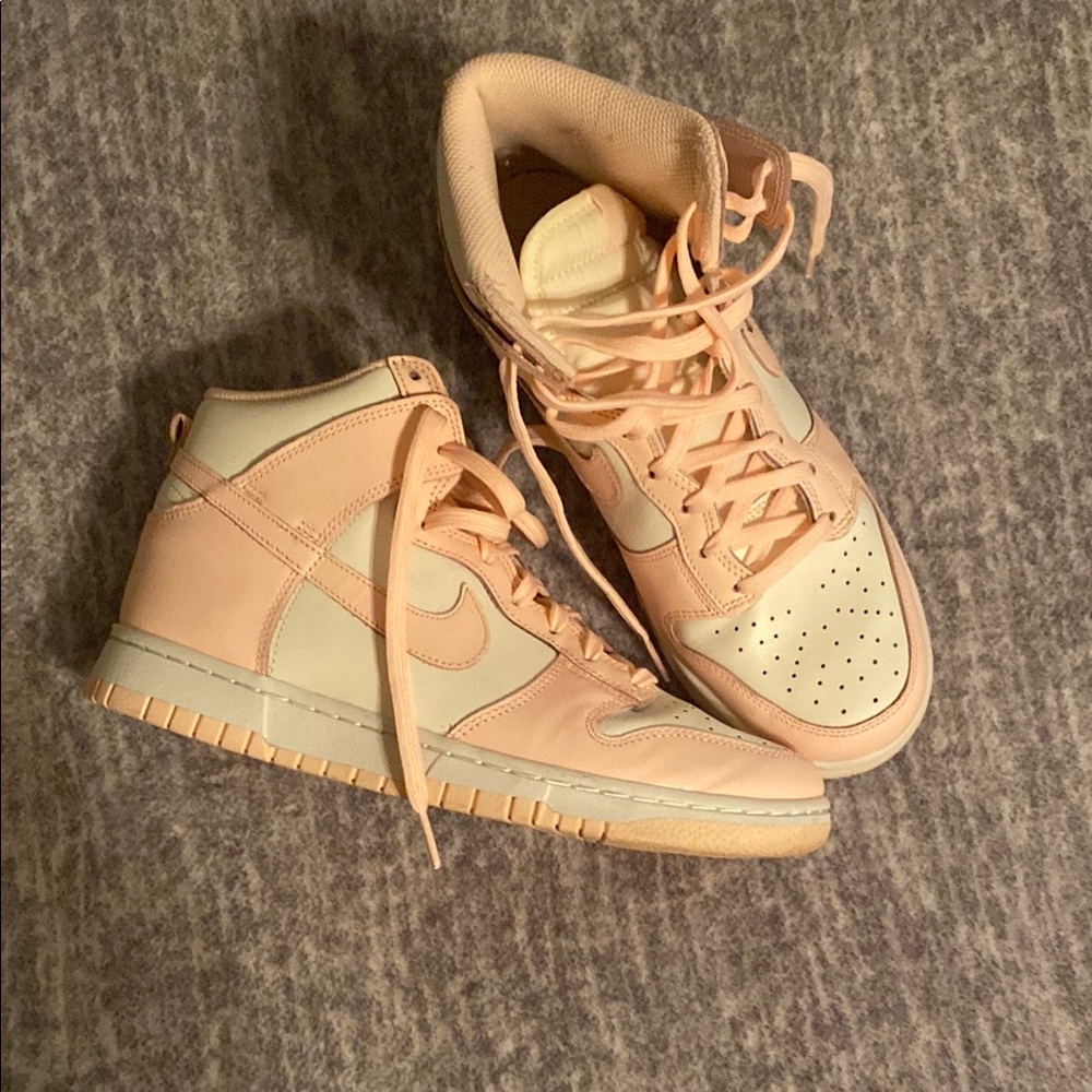 Nike Dunk High Sneakers in Light Pink and Cream